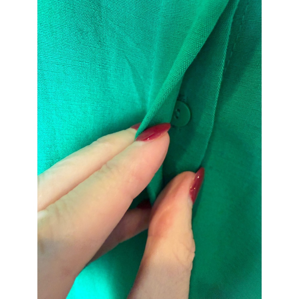 MNG Jumpsuit Women Small Green Linen Blend Collared‎ Wide Leg Jumpsuit Utility - Picture 10 of 14